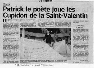 Le Parsisien article sur Patrick Huet à la St Valentin