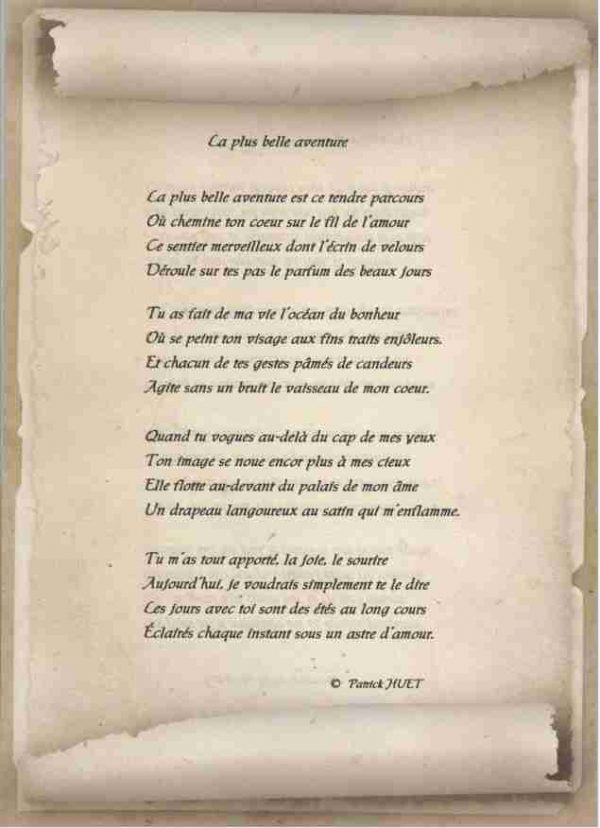 Poème sur vieux Parchemin écrit par Patrick Huet.